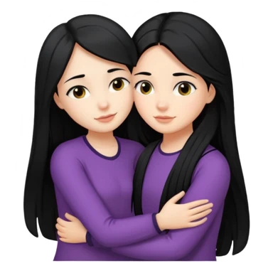 girl with black long hair hug girl with black mid length hair sticker