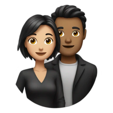 Un homme noir avec une femme brune qui tient un chat sticker