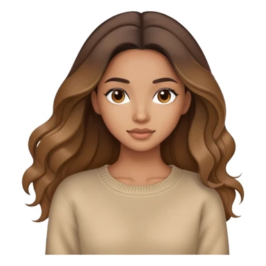 Brunette balayage long hair mixed women beige sweater sticker