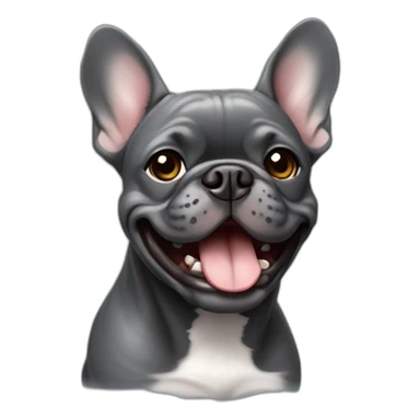 Dark Grey French bulldog smiling face sticker