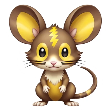 anime-style cute chibi Electric-elemental-type colorful dark-brown jerboa-Pokémon-Fakémon-animal-creature with yellow zig-zag-stripes sticker