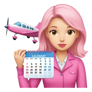 Pink girly With small plane calender  sticker