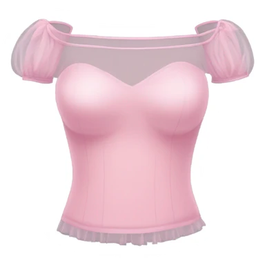 Realistic pink tulle off shoulder top, isolated sticker