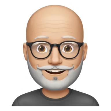 Bald man with salt and pepper beard and glasses sticker