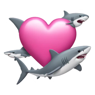 pink love heart with sharks sticker