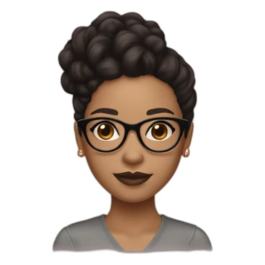 light skin girl with rose gold glasses and black to brown hair sticker