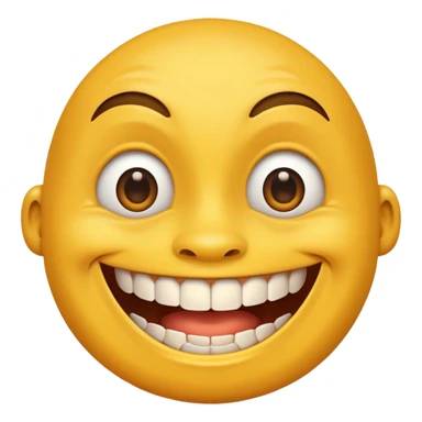 a smiling yellow face with very big teeth like the trivago guy sticker