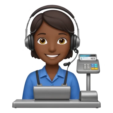 Cashier + headset + till, Cafe staff. sticker