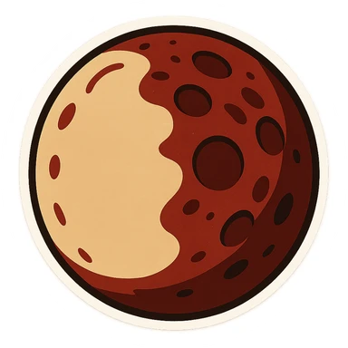blood moon with smoother craters, two-tone fill: beige and dark red in sticker style sticker