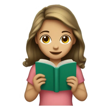 A girl of about 18 with dark blond hair and brown eyes learns by reading books sticker