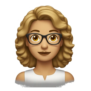 mujer de 40 años, pelo ondulado castaño claro por los hombros y con gafas  sticker