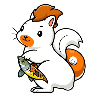 squirrel fighting with a fish as a weapon sticker