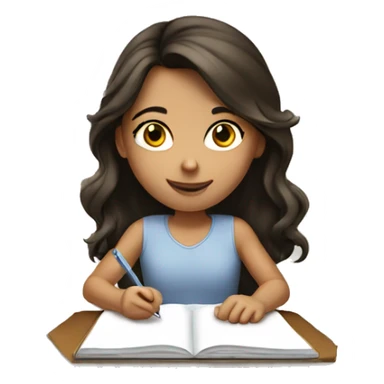 brunette girl writing sticker