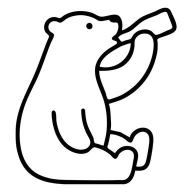 white polar bear drinking Coke, outlined icon sticker