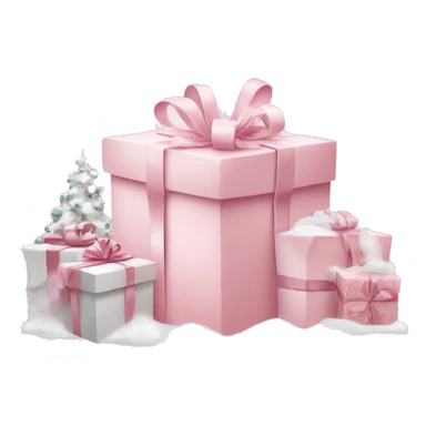 Light pink Christmas gifts under a white Christmas tree  sticker