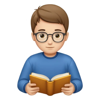 Boy reading books without glasses sticker