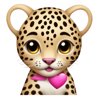 Baby leopard holding a pink heart  sticker