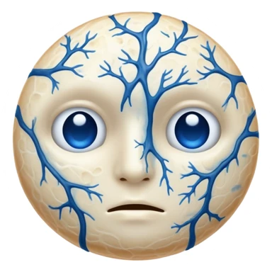 Eyeless face covered in white and blue veins, spores, mould sticker