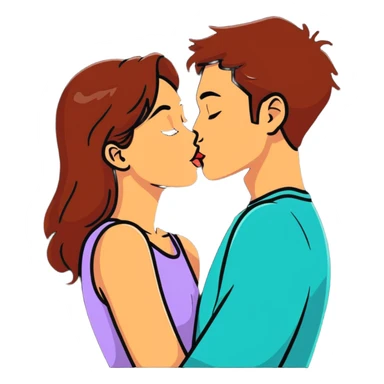 Girl kissing a man sticker