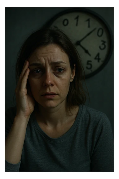 Donna con cortisolo elevato ritmo circadiano alterato immagine realistiche sticker