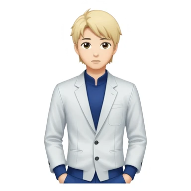 Japanese anime illustration, full body male character .
Clean thin lineart, professional manhwa style, modern BL illustration. sticker