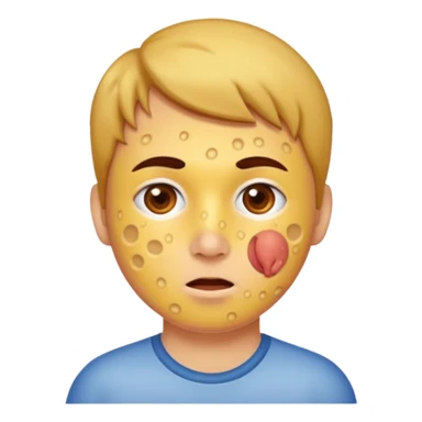 person with chicken pox on their face sticker