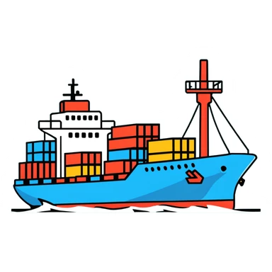 Cargo container ship in ocean sticker