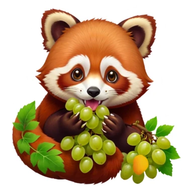 Red panda chewing grapes sticker