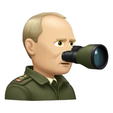 Putin with binoculars, side view sticker
