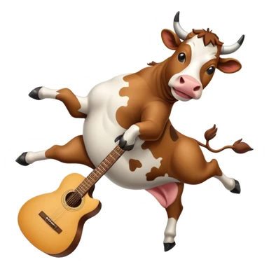 Cow doing backflips with guitar sticker