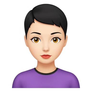 Lady buzz cut black hair  sticker