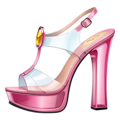 ultra realistic pair of platform open toe pink glass heels sticker