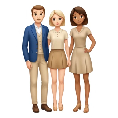 french pair men and woman photorealistic standing on feet sticker