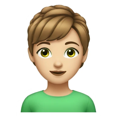 girl with eyelashes and a brown short hair and green eyes sticker