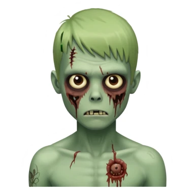Menino de cabelo liso com franja zumbi sem camisa  sticker
