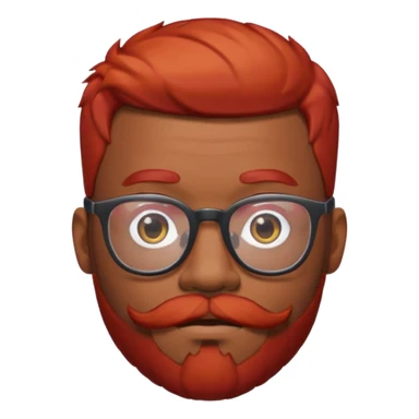 Black man with short red hair and red beard and red mustache with glasses sticker