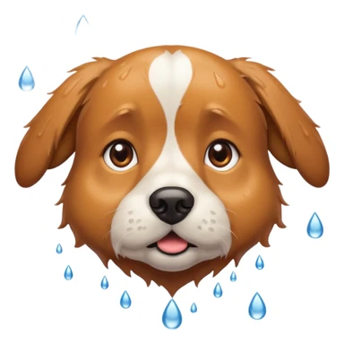 a dog looking up at raindrops sticker