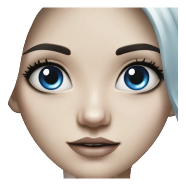 Hyperrealistic Pale girl with blue eyes and black hair arm tattoos sticker