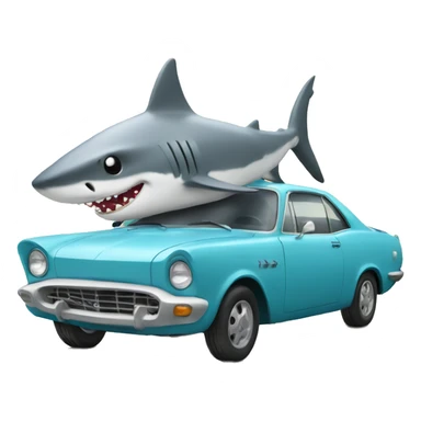 car with a shark hat sticker