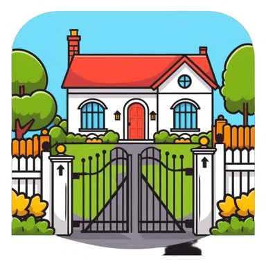 house entrance gate with garden fence sticker
