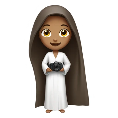 Girl long brown hair taking photo white abbaya sticker