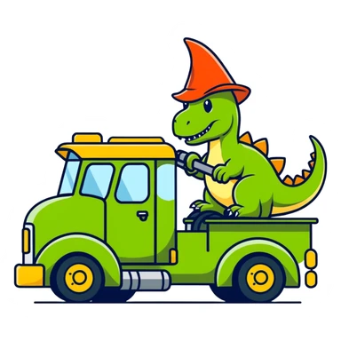 Dinosaur gnome driving a fuel truck  sticker