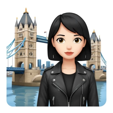 quelqu'un qui admire la vue depuis un point panoramique avec une ville avec des gratte ciel et Tower Bridge en contrebas. la personne est en hauteur et admire la vue depuis en haut
 sticker