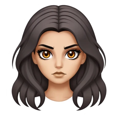 burned ratched hair, baddie,pretty, brown eyes, makeup, black eyeliner, long hair sticker