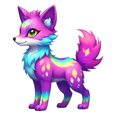 Neon-colored multi-colored cool Falvie-Fionbri-creature-sparkle-fursona, full body, with random markings sticker