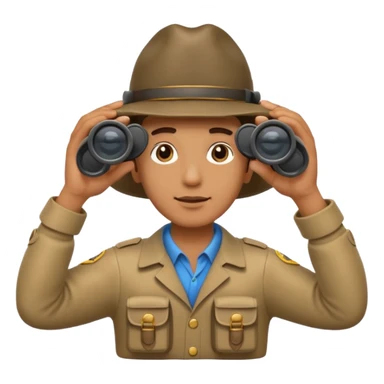 Explorer holding binoculars, looking far sticker
