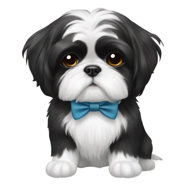 black and white shih tzu with a bow tie sticker