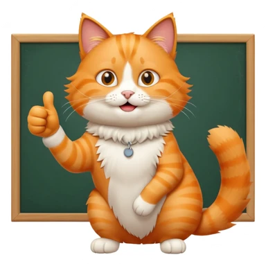 Cat with thumbs up next to a whiteboard sticker