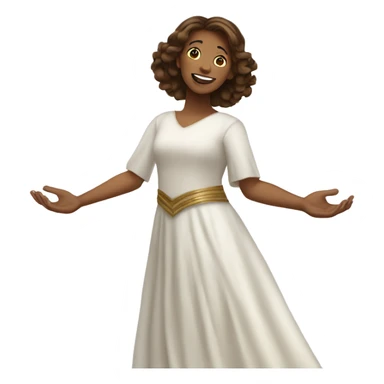 Brown haired praise dancer long white dress sticker