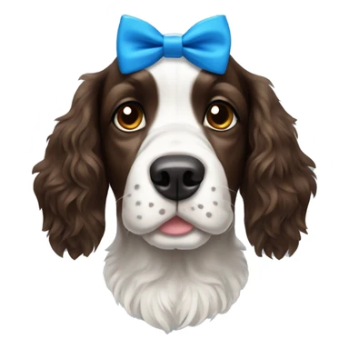 Springer spaniel with a blue bow tie sticker